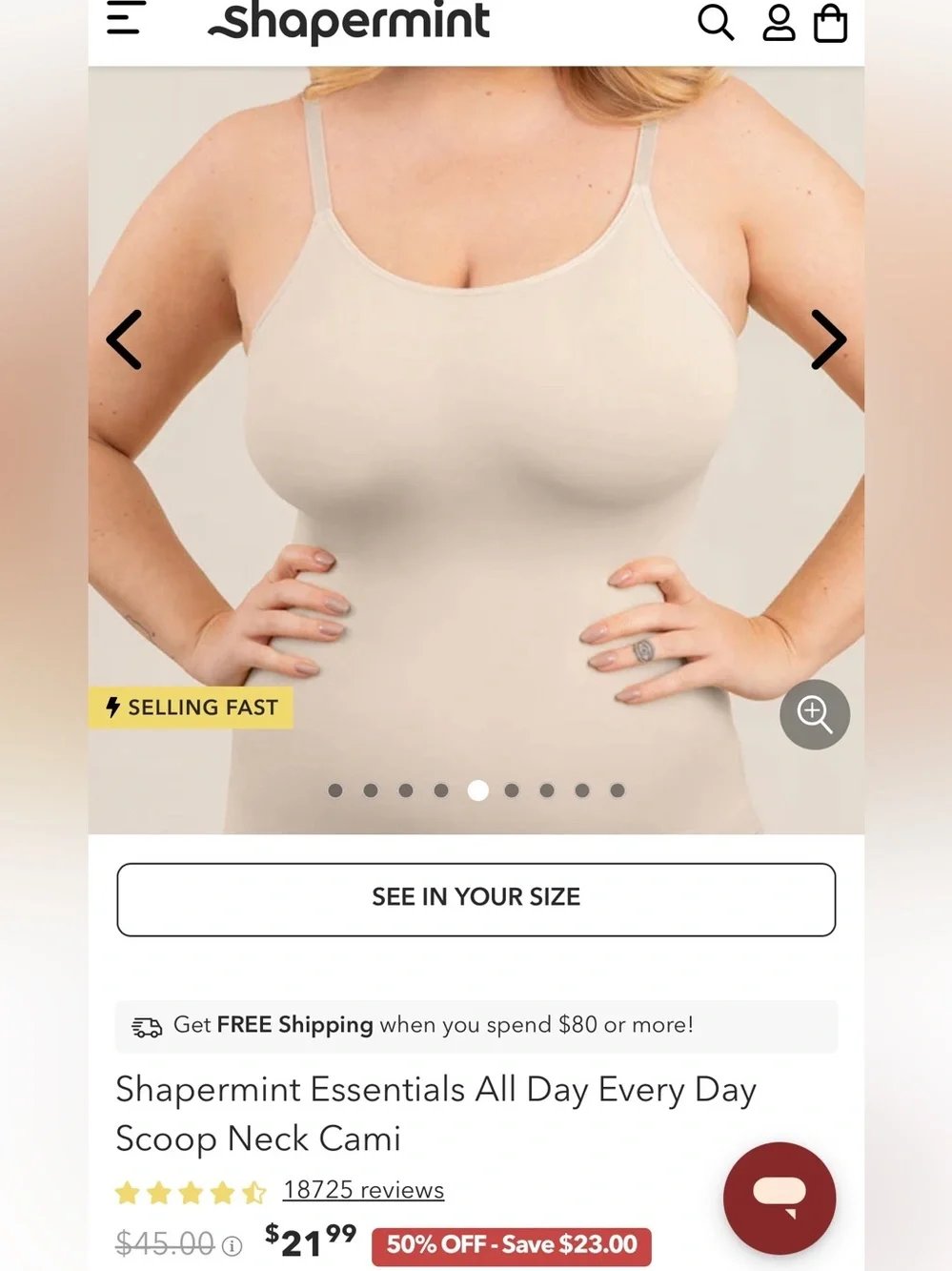 New Shapermint  all day everyday Scoop Neck Cami size 2xL